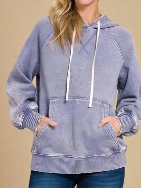 Boutique Piece • Washed Indigo Pullover Hoodie for Women
